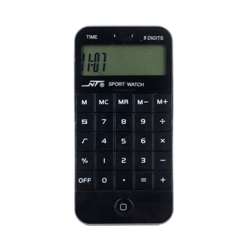 CASIO - Scolour Mini Calculator Multi Color 8 Digit Solar Desktop Counter Black