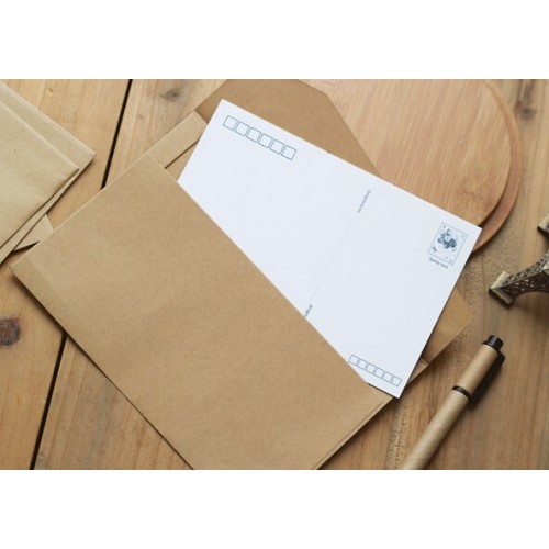 DELI - 10 Pcs Classic Retro Vintage Brown Kraft Envelopes For Postcard