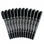 STABILO - 12 Pcs Black Permanent Marker Pen Sharpies Bulk Text Fine Point Set